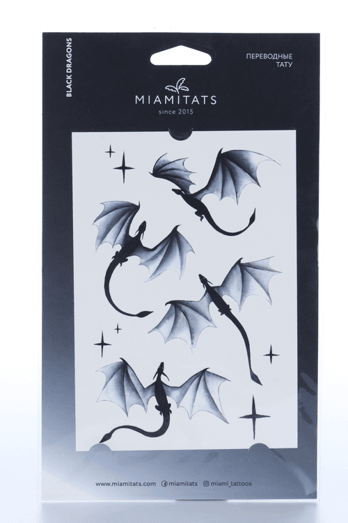 Тату переводные MIAMITATS Black dragons (middle) (1251)