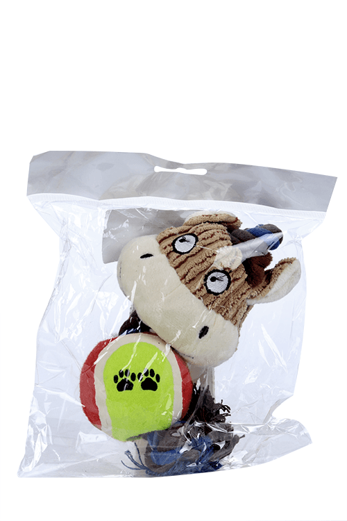 Игрушка Чистый котик д/собак веревочная с мячом 30 см красный